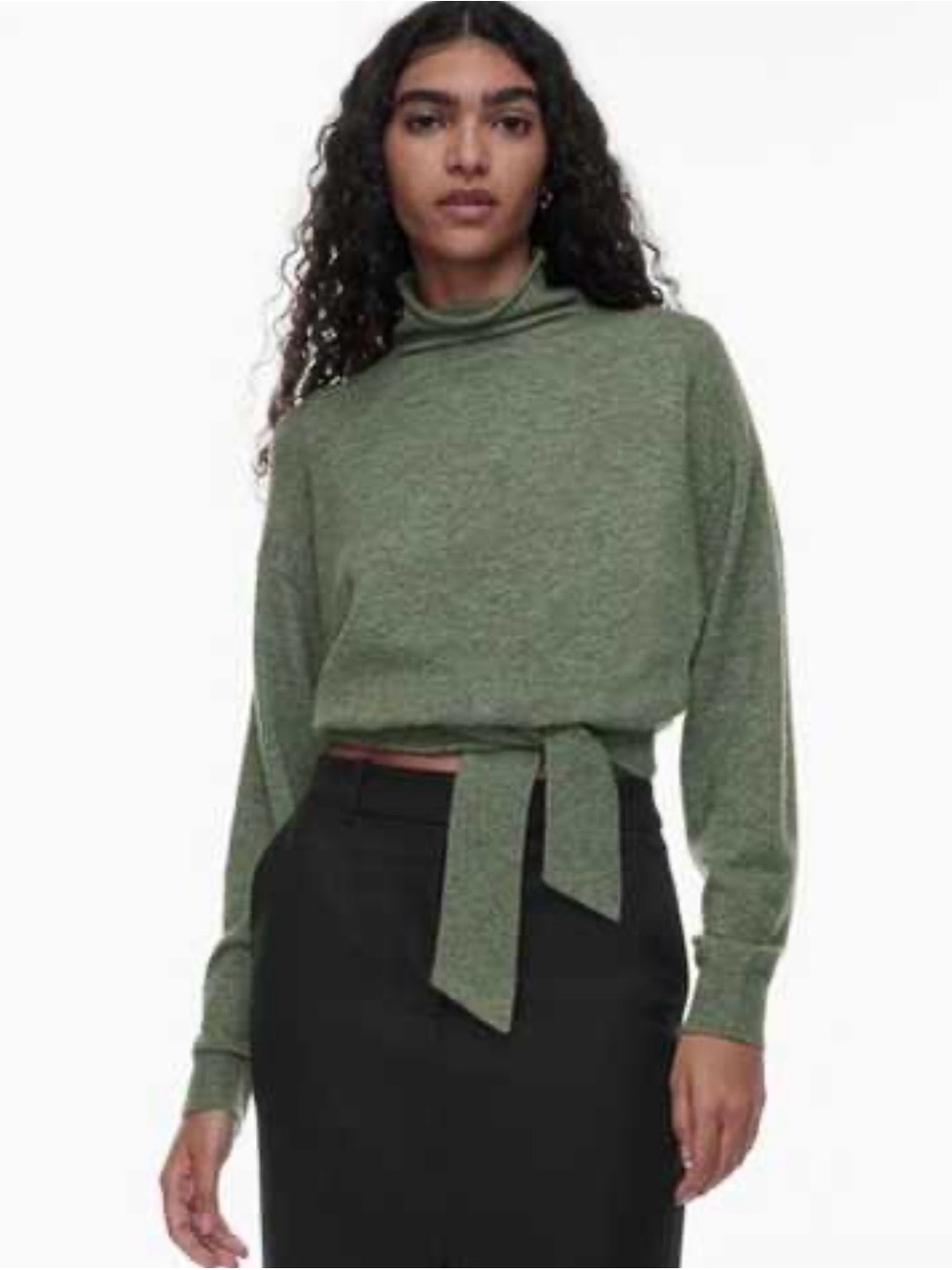 Wilfred Sage Tie-Waist Turtleneck Sweater